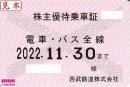 西武鉄道株主優待乗車証定期券式 (電車・バス全線)　2024年11月30日まで