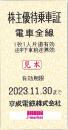 京成電鉄 株主優待乗車証回数券式　2024年11月30日まで
